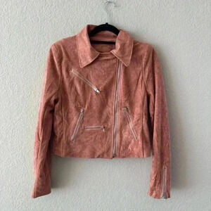 Vici Pink Moto Faux Suede Zipper Women’s Jacket Size Medium